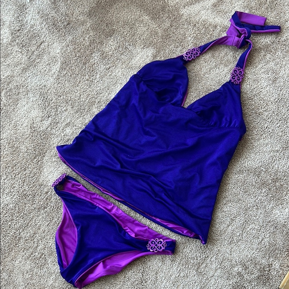Purple Halter Bikini Set